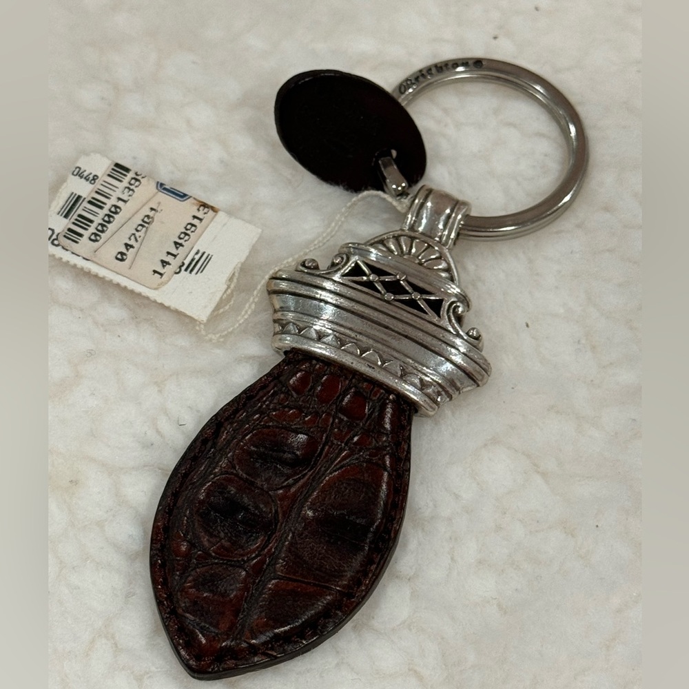 BRIGHTON, NEW brown croc embossed leather key fob